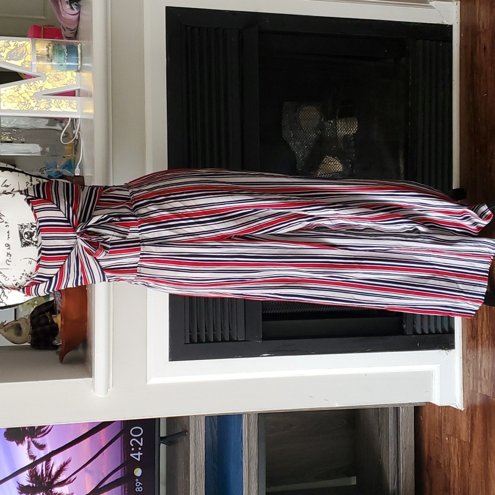 Toxik3 Red, White & Blue Stroped Jumpsuit Size Medium